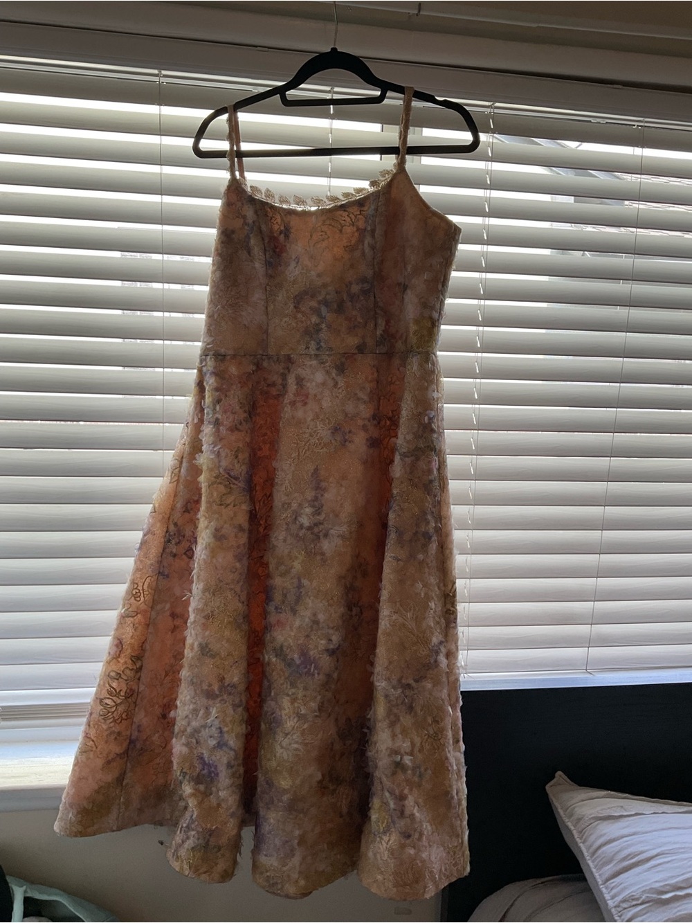 Floral Lace A-Line Spaghetti Strap Dress - Pink